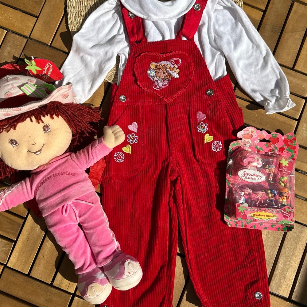 Strawberry Shortcake Embroidered Overalls. (Toys Sold Separately)